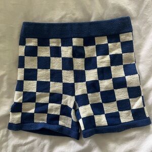 Belle the Label Blue Checkerboard Knit Shorts